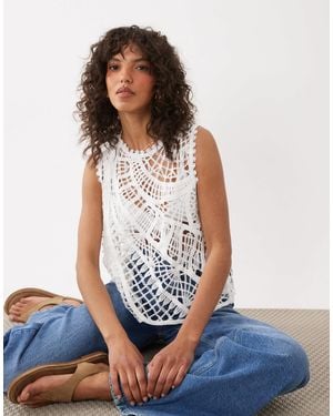 River Island Crochet Stitch Tank Top - White