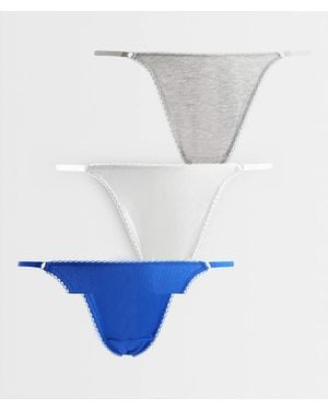 ASOS 3 Pack Rib Tanga Thong With Picot Trim - Blue