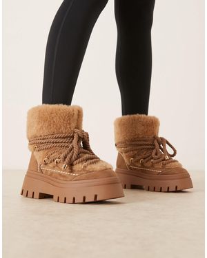 ASOS Acclaim Shearling Lace-up Snow Boots - Blue
