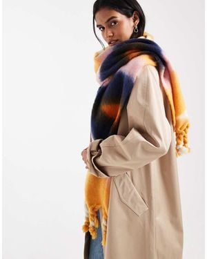 ONLY Oversized Sjaal Met Gedraaide Kwastjes En Abstracte Strepen - Geel