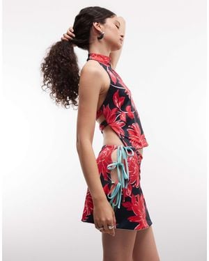 Susmie's Susmie's Mambo Reversible Side Tie Mini Skirt - Red