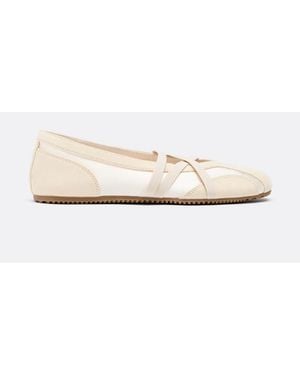 Stradivarius Criss-cross Strap Trainer Ballerinas - Natural