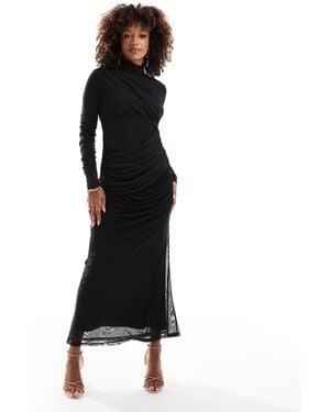 DASKA Drape Front Maxi Dress - Black