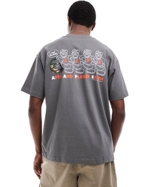 Aape By A Bathing Ape Aape By A Bathing Ape Boxy Fit Short Sleeve T-shirt With Graphic Back Print - Gray
