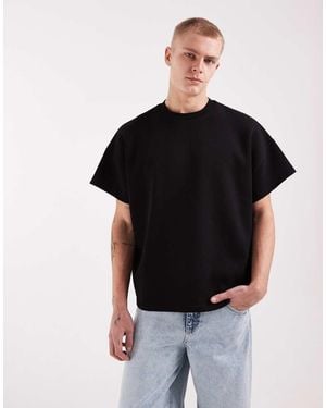 ASOS Extreme Oversized Short Sleeve Sweatshirt With Raw Edge - Black