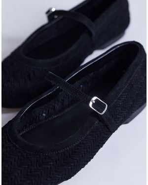 TOPSHOP Bonnie Real Suede Woven Ballet - Blue