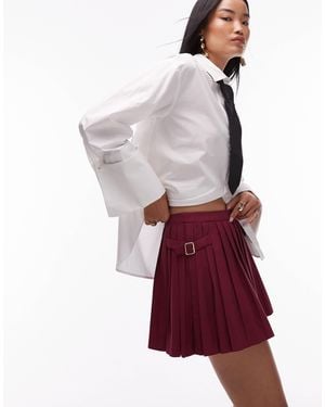 Mango Adjustable Pleated Mini Skirt - White