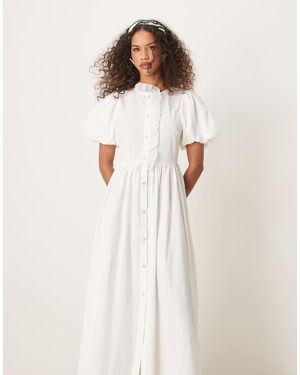 Sister Jane Maxi Jurk Met Ruches - Wit
