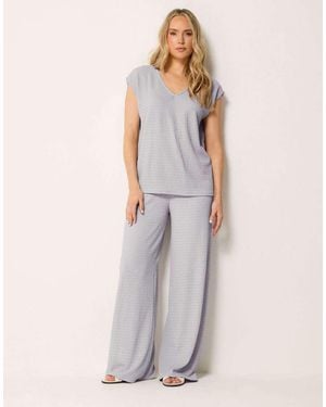 Long Tall Sally Textured Wide Leg Trousers - White