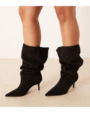 ASOS Botas Por La Rodilla Negras De Caña Holgada Sin Cierres De Antelina Cydney De Curve - Negro
