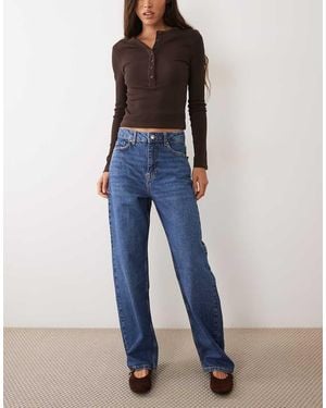 Jdy Bailey High Waist Slim Barrel Jeans - Blue