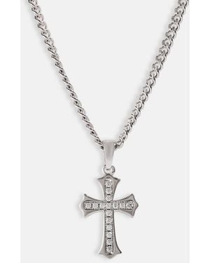 CERNUCCI 25Mm Polished Edge Iced Cross Cuban Necklace - White