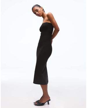 Bershka Bandeau Knit Midi Dress - White