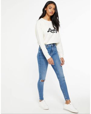 New Look Fray Hem Midrise Jean - Blue