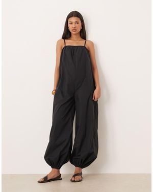 ASOS Balloon Leg Strappy Jumpsuit - Black