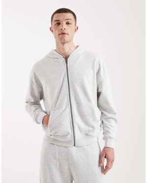 Hollister Chest Logo French Terry Zip Through Hoodie Co-ord - White
