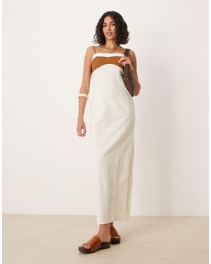 ASOS Maxi Cami-Jurk Van Katoen En Linnen Met Kleurvlakken - Naturel