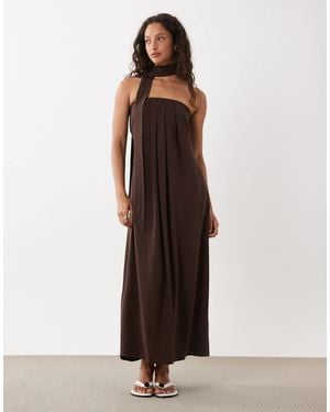 ASOS – trägerloses, trapezförmiges midikleid - Braun