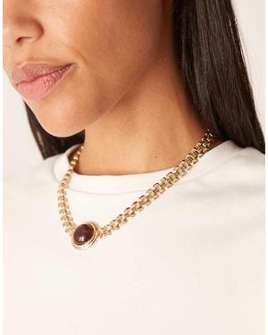 Mango Ketting Met Imitatie-Edelsteen - Naturel