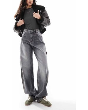 Bershka Jeans Grigi Con Vita Regolabile - Grigio