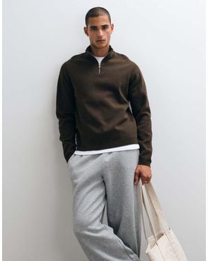 ASOS Relaxed Compact Knit Half Zip Jumper - Black