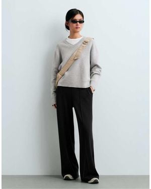 Oysho Straight-Leg Trousers With Modal And Crease - Black