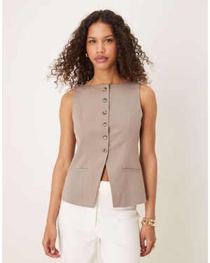 Gina Tricot Tailored Boatneck Vest - Natural