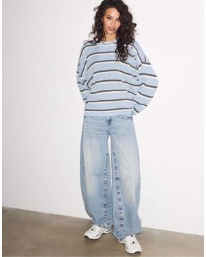 Stradivarius Pull rayé en maille fine - ciel - Bleu