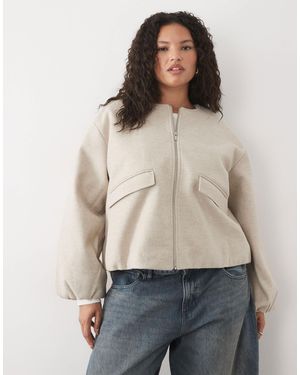 Vila Curve Bomber texturé sans col en maille chinée - Neutre
