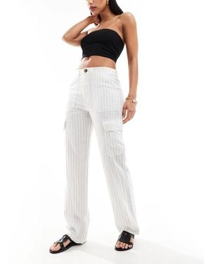 ONLY Linen Mix Loose Fit Cargo Trouser - White