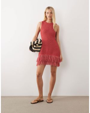 ASOS – asymmetrisches minikleid aus bouclé-strick - Rot