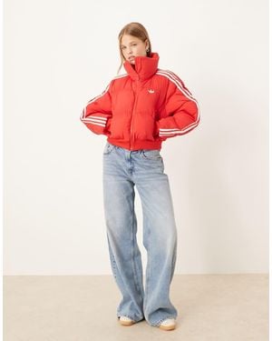 adidas Originals Adicolor Cropped Synthetic Down Puffer - Red