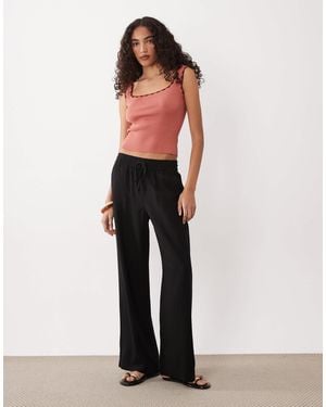 JDY Tall Wide Leg Linen Mix Pants - White