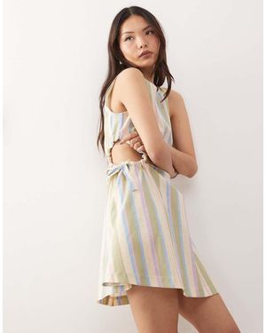 Reclaimed Vintage Mini Dress With Cutouts And Tie Sides - Natural