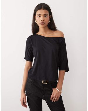 Motel Daman Off Shoulder Basic Jersey Top - Black