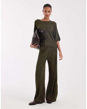 ONLY Conjunto De Pantalones De Punto De Pernera Ancha En Verde