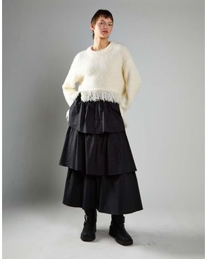 Glamorous Fringe Hem Jumper - White