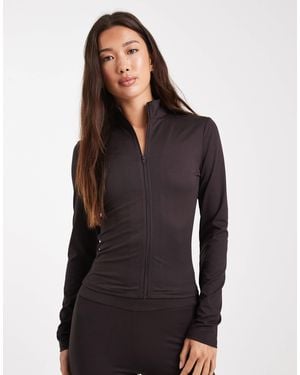 Miss Selfridge Sculpted Zip Through Top - Blue