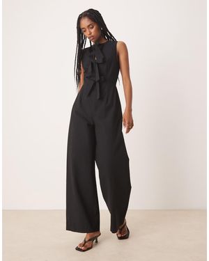Nobody's Child Bertha Bow Front Straight Leg Jumpsuit - Natural
