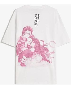 Bershka Demon Slayer Short Sleeve T-Shirt - Pink