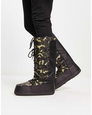 Truffle Collection – schneestiefel mit hohem schaft und military-muster - Schwarz