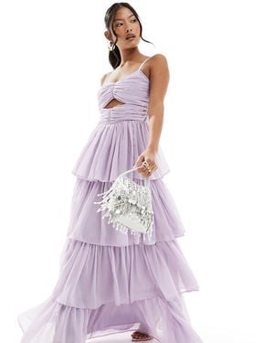 Anaya Petite Bridesmaids Tiered Maxi Dress With Cut Out - Purple