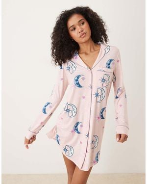 Chelsea Peers Camisón De Manga Larga Con Estampado De Cielo Nocturno De - Rosa