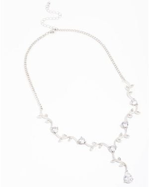 Lovisa Collar En Y Con Diseño Floral Y Colgante En Forma De Lágrima De Circonitas De - Blanco