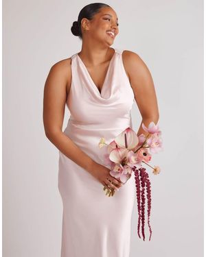 Six Stories Cowl Front Satin Bridesmaid Dress - Pink