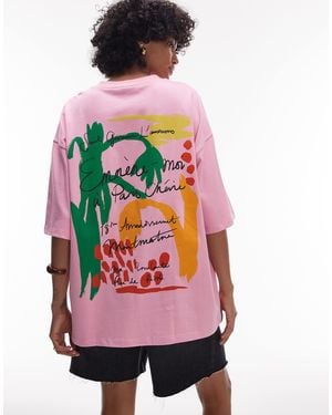 TOPSHOP Graphic Emmne-moi Paris Oversized Tee - Pink