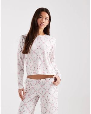 Hollister Scoop Neck Long Sleeve Pyjama Top Co-Ord - White