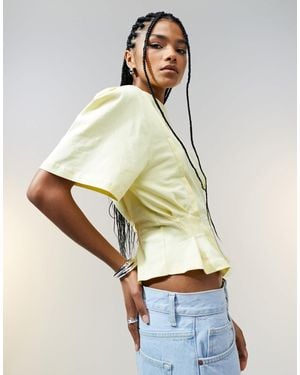 ASOS Seam Detail Short Sleeve Corset Waist T-shirt - Metallic