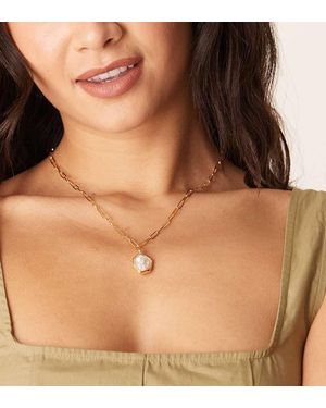 Orelia Molten Pearl Pendant Necklace - Natural