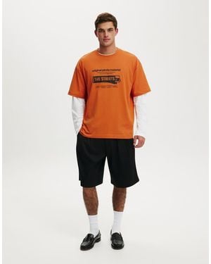 Cotton On Box Fit Premium Music T-Shirt - Orange